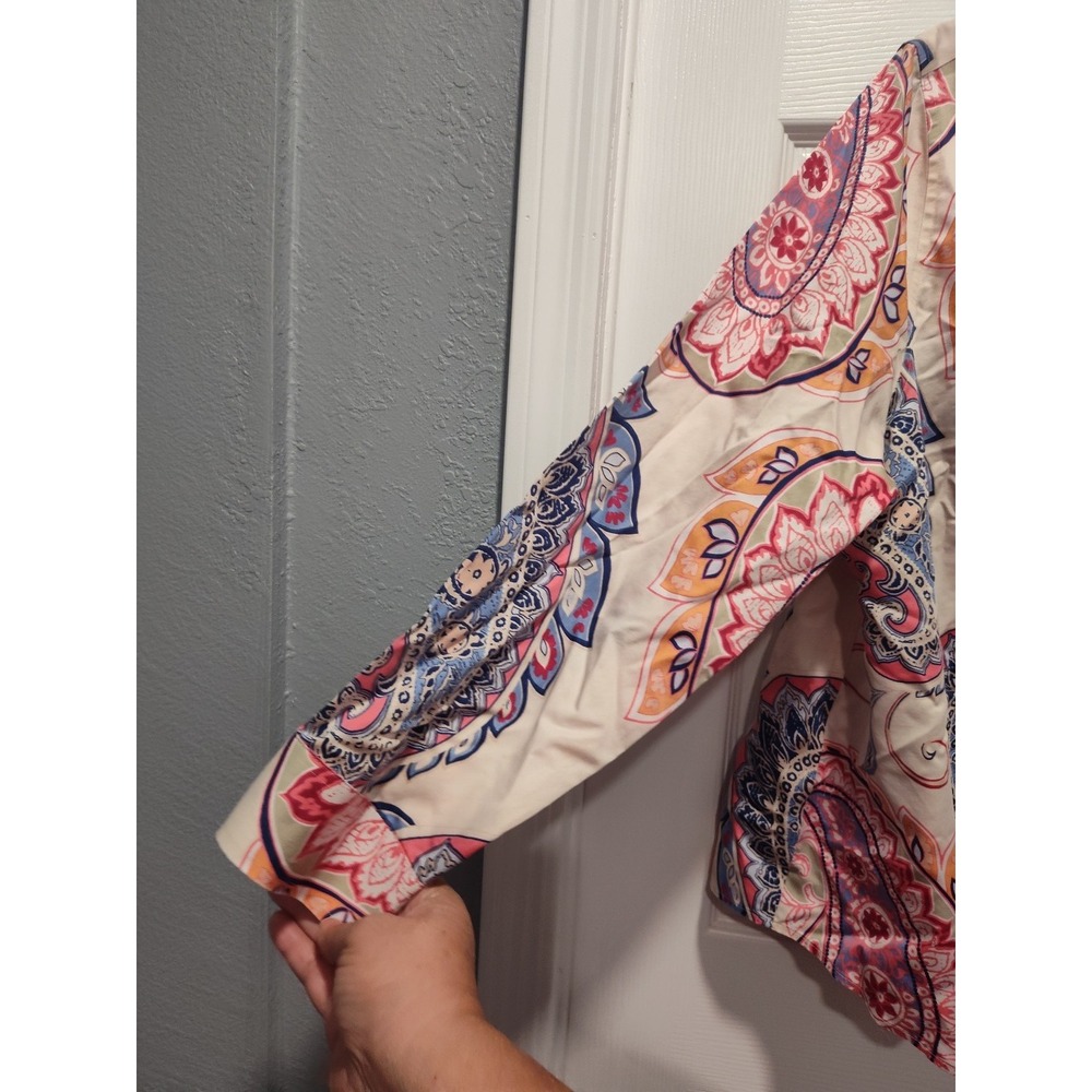 Chico's Shirt Size 3 XL/16 Pink Paisley Print No Iron Boxy Cotton Chintz Career - Picture 9 of 11